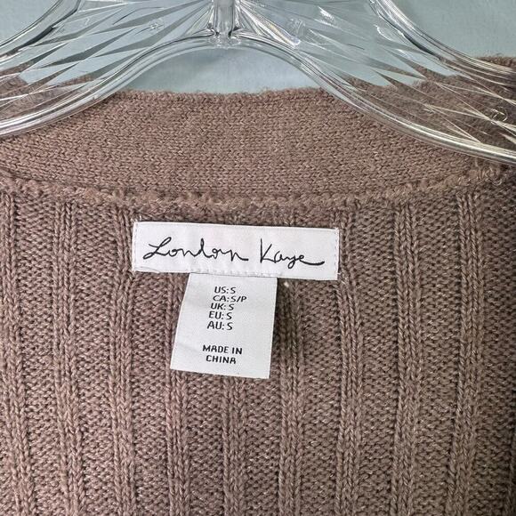 London Kaye Brown Duster Cardigan Stretch Knit Sweater with Pockets Women's Sz S - Picture 6 of 11